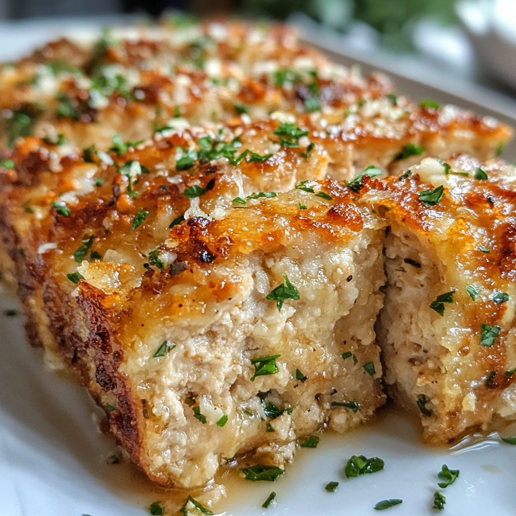 Melt-in-Your-Mouth Garlic Parmesan Chicken Meatloaf