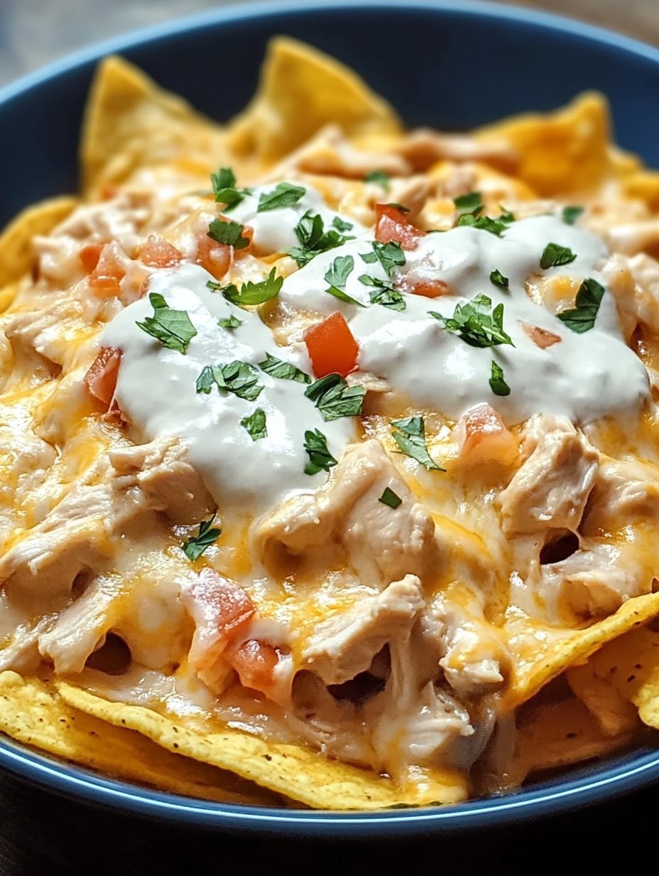 Crockpot Creamy Chicken Nachos
