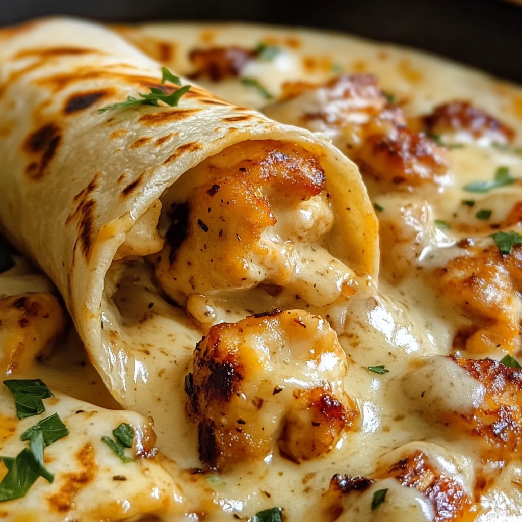 Creamy Garlic Chicken Cheese Wraps