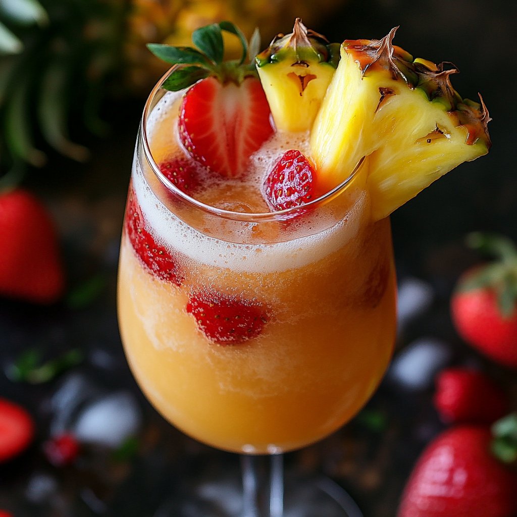 Tropical Mimosa with Strawberry & Pineapple