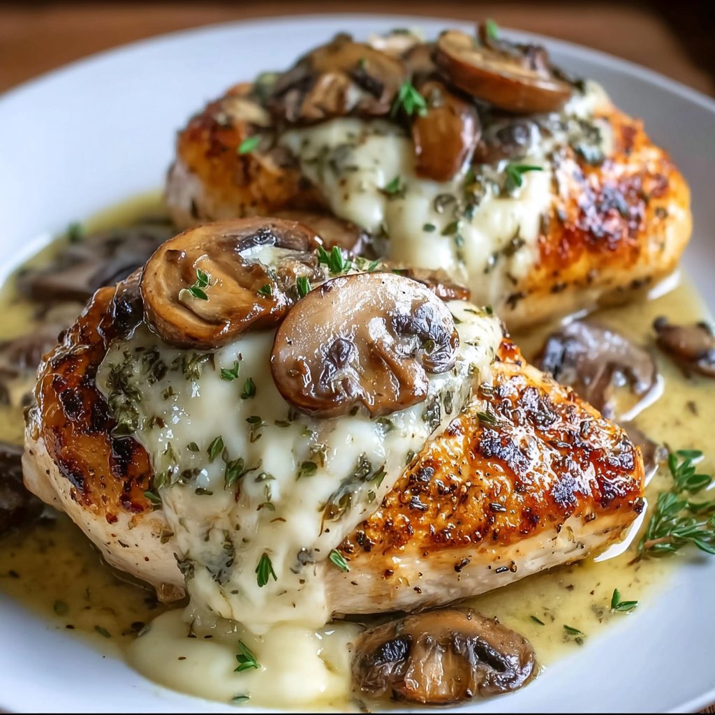 Savory Mushroom Cheese Stuffed Chicken