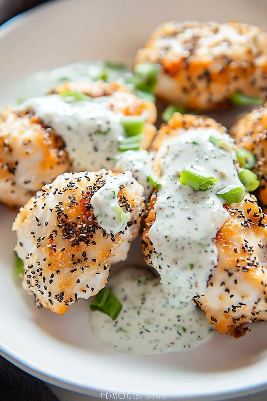 Everything Bagel Chicken with Scallion Cream Cheese Sauce