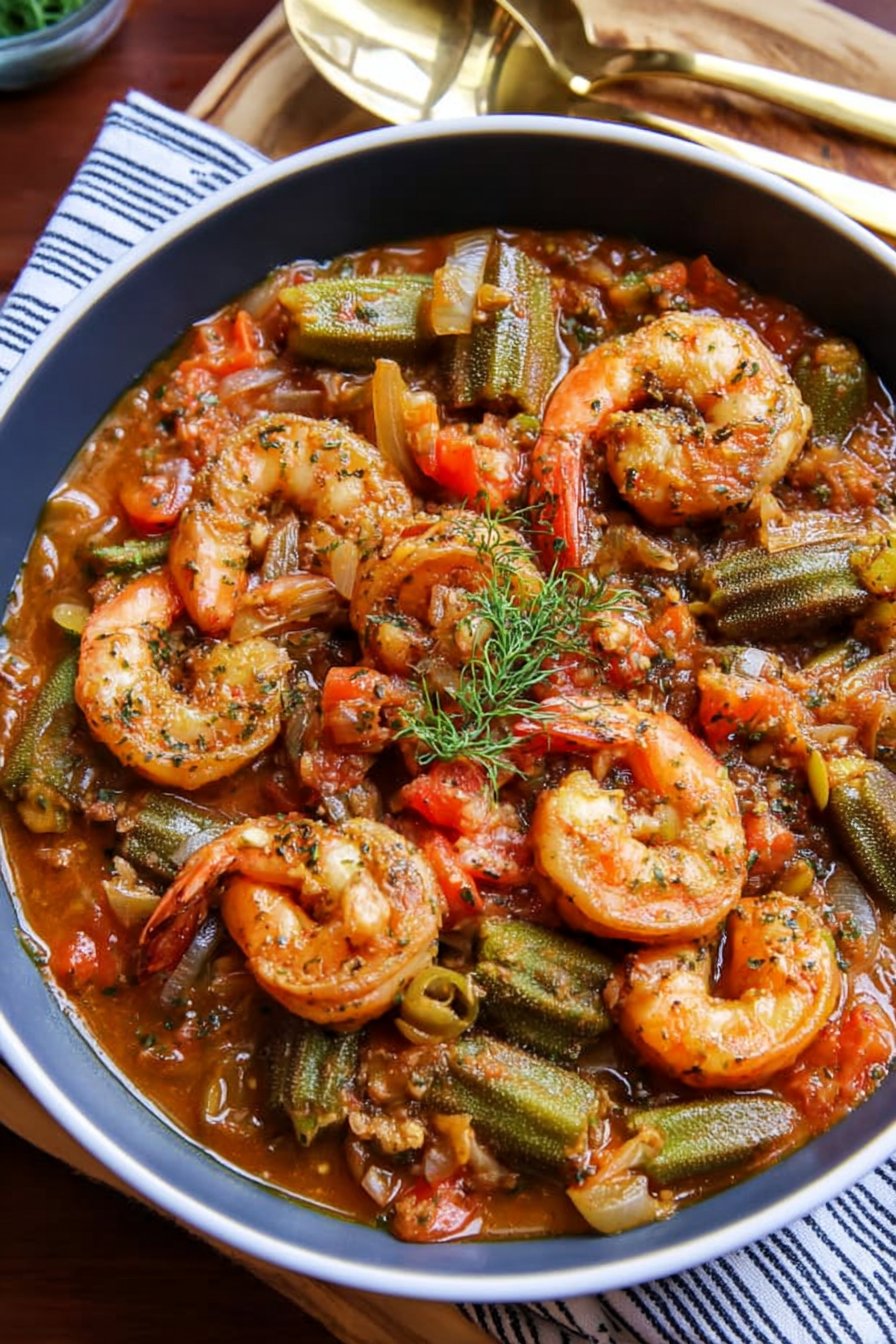 Smothered Okra With Shrimp