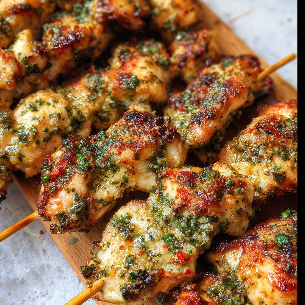 Air Fryer Garlic-Parmesan Chicken Skewers