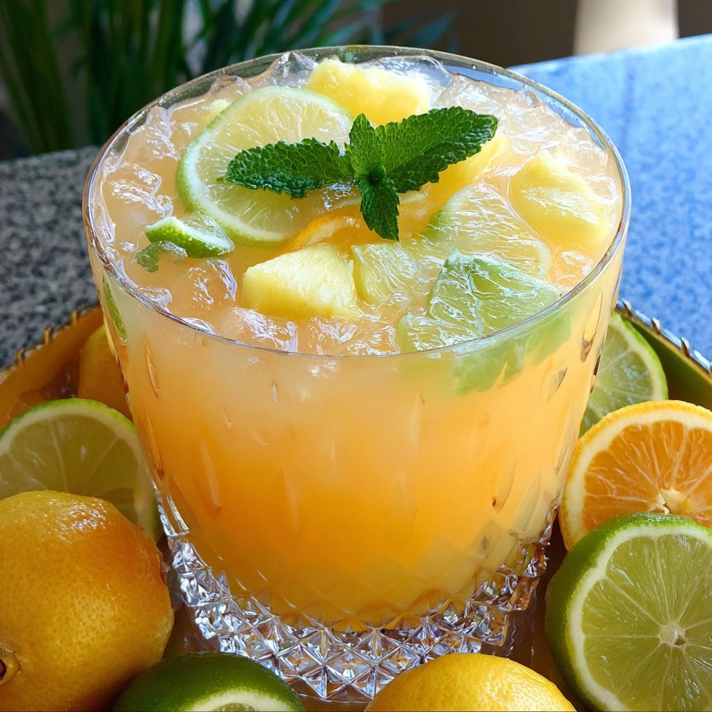SUMMER TROPICAL PINEAPPLE LEMONADE PUNCH