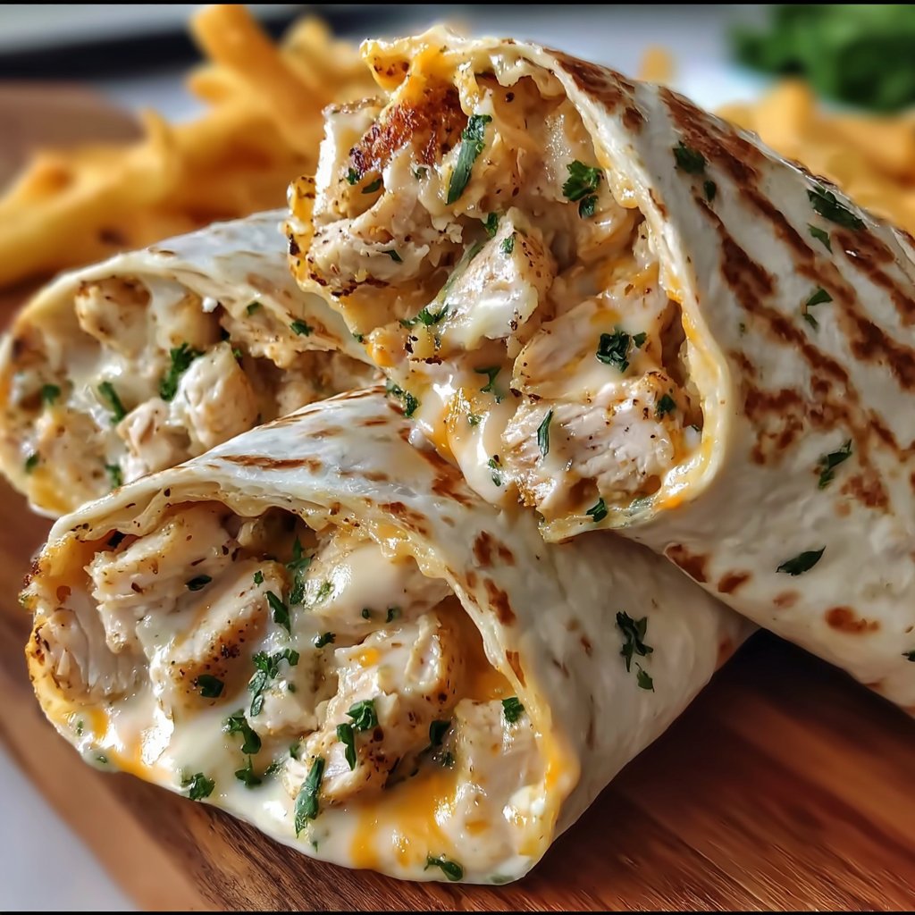 Easy Cheesy Garlic Chicken Wraps