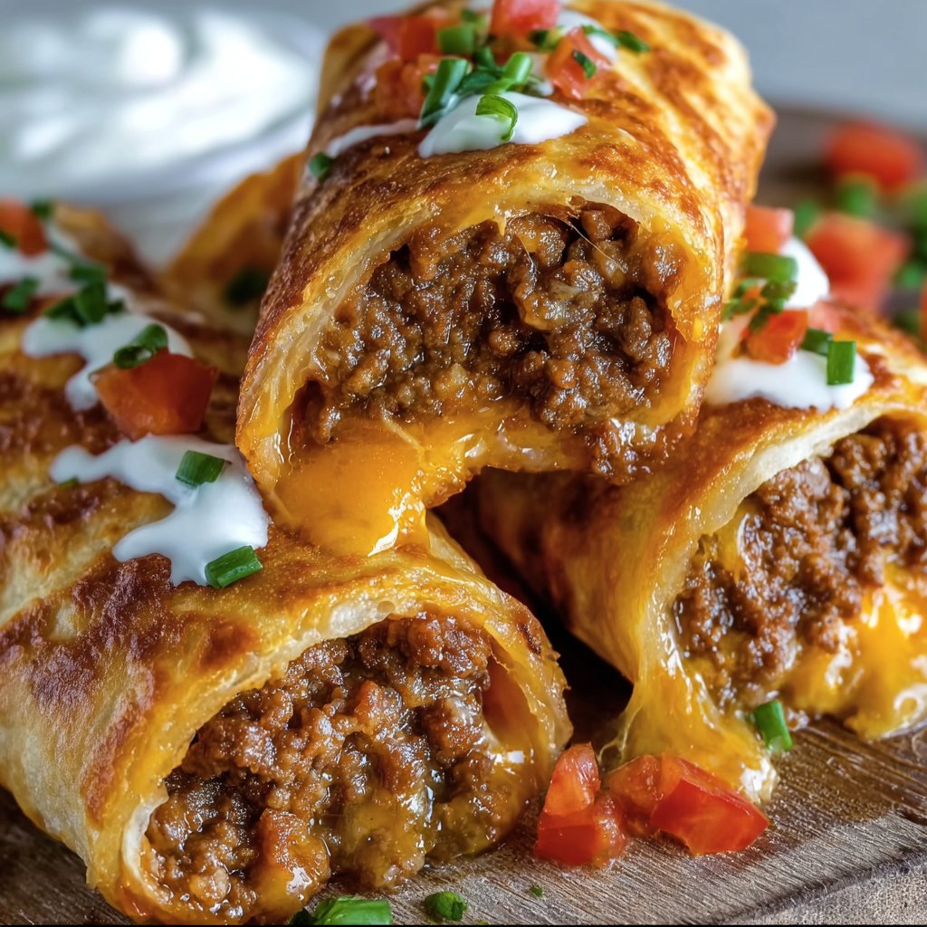 Crispy Beef & Cheese Chimichangas