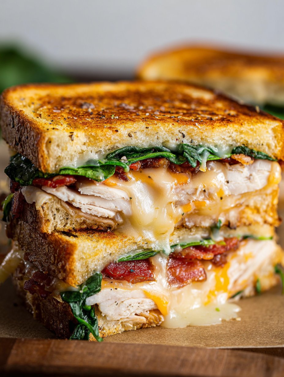 Turkey Melt with Cheddar, Spinach, and Bacon