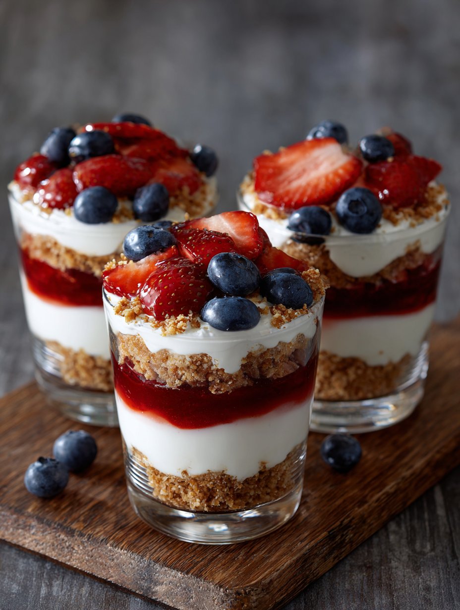 Red-White-&-Blue No-Bake Cheesecake Parfaits