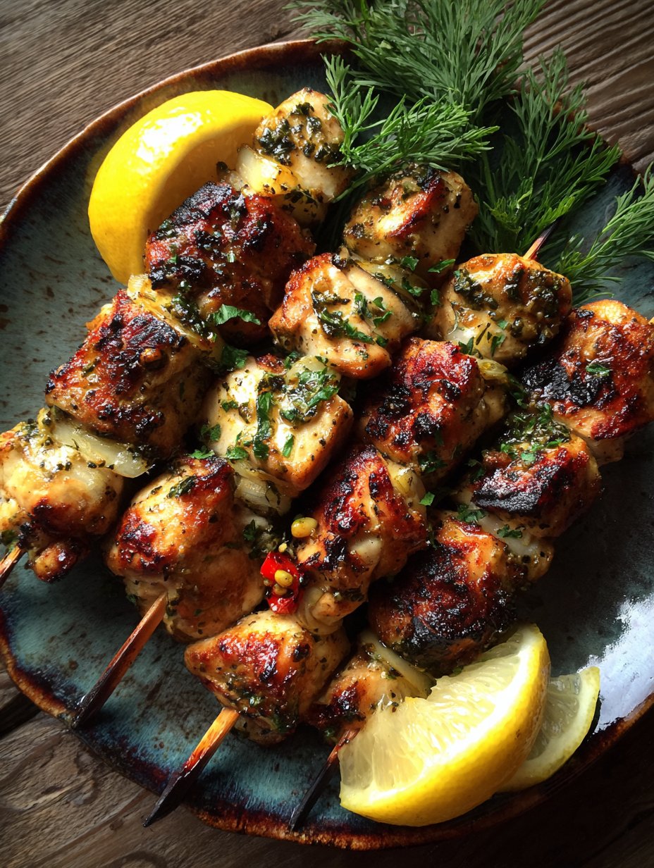 Pickle-Brined Grilled Chicken Skewers