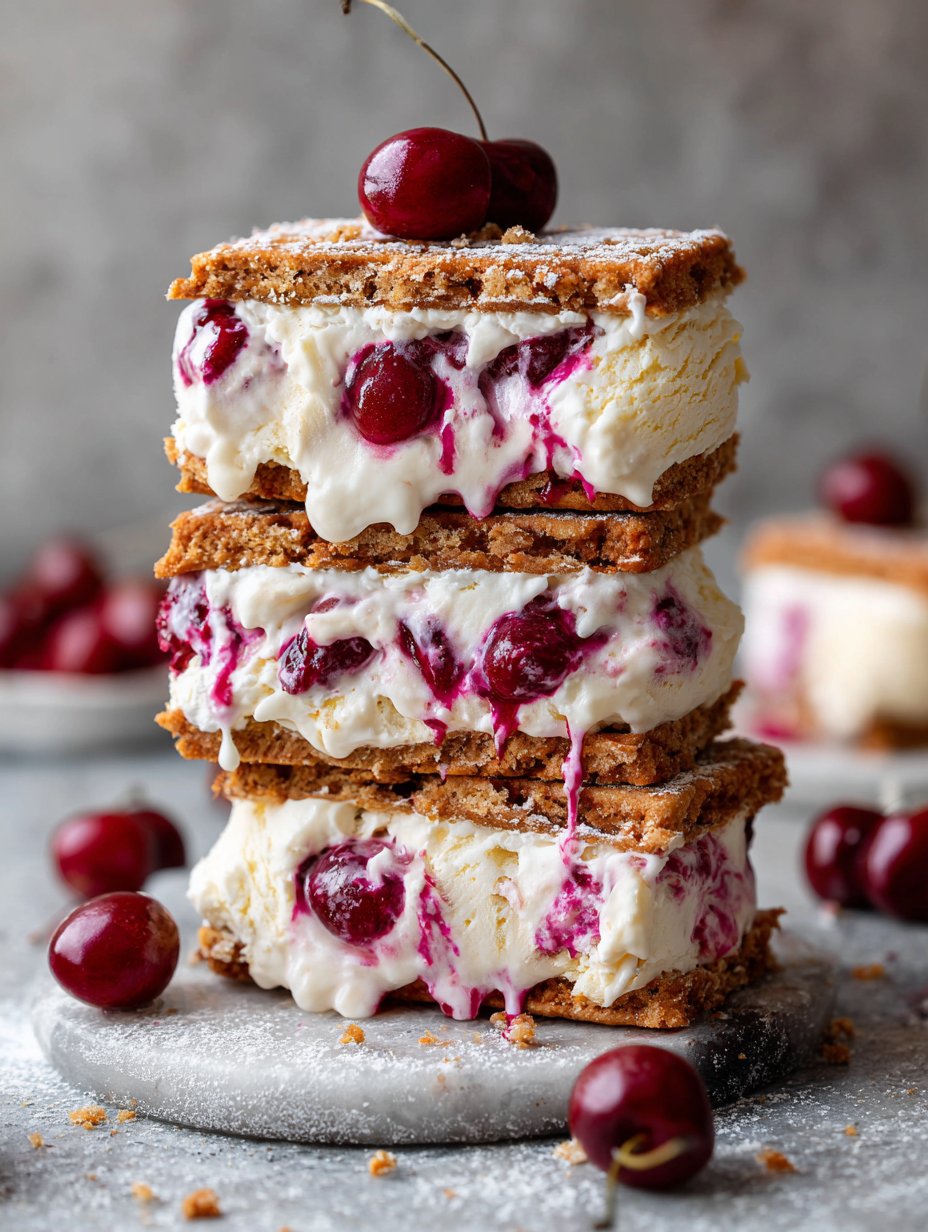 Cherry Cheesecake Ice-Cream Sandwiches
