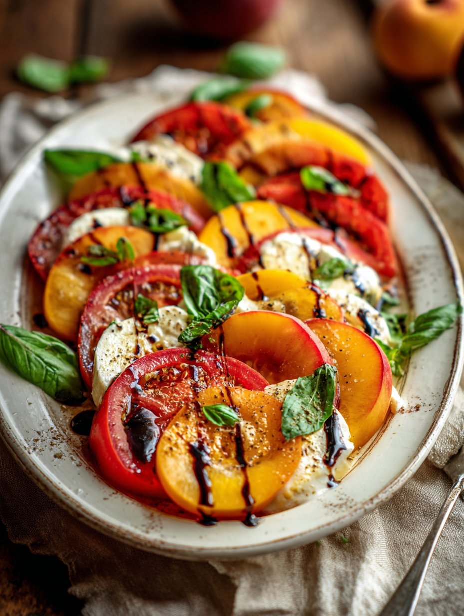 Peach Caprese Salad with Balsamic Drizzle
