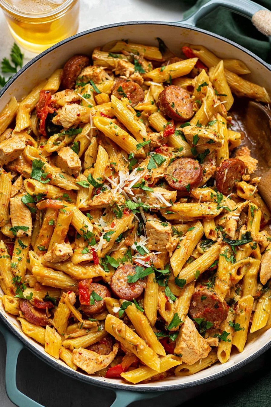 Creamy Cajun Chicken and Sausage Pasta (Dairy-Free One Pot Recipe)