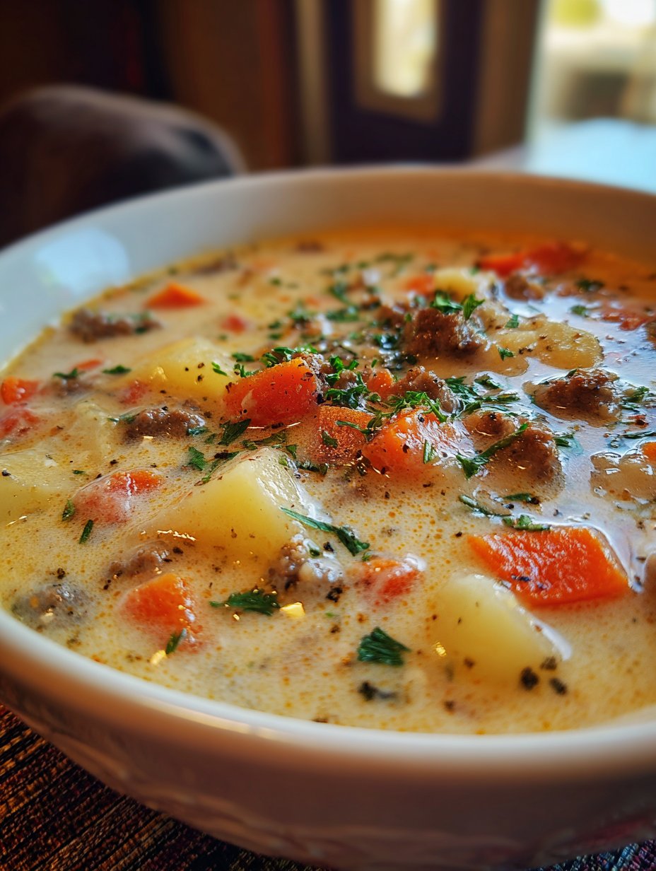 Crockpot Creamy Potato & Hamburger Soup