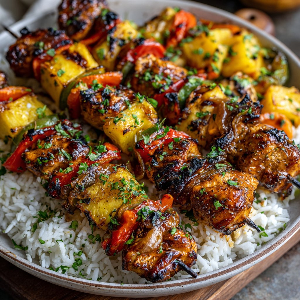 Hawaiian Chicken Kabobs with Pineapple
