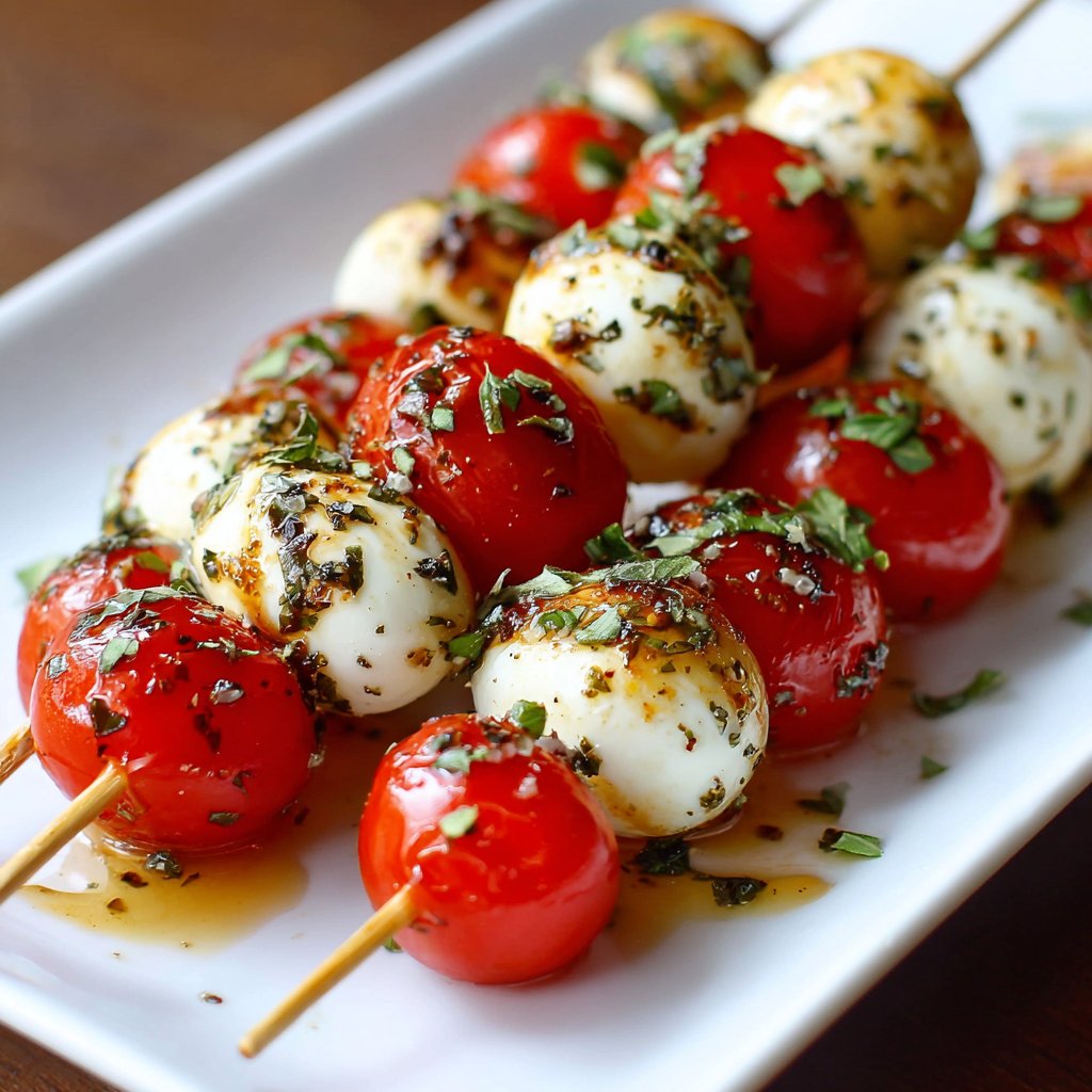 Tomato Basil Mozzarella Skewers