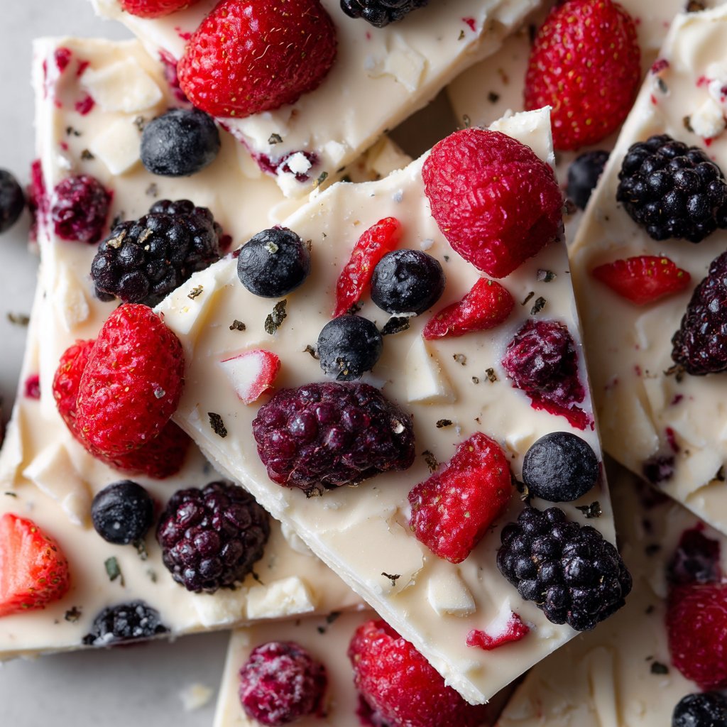 Frozen Yogurt Bark with Mixed Berries