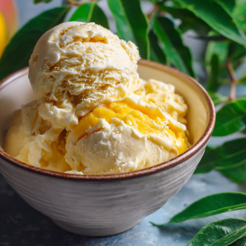 No-Churn Mango Coconut Ice Cream