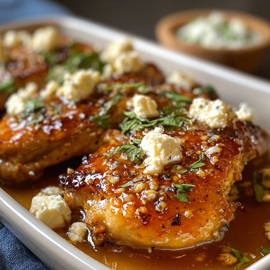 Baked Feta Chicken with Sweet Hot Honey Glaze