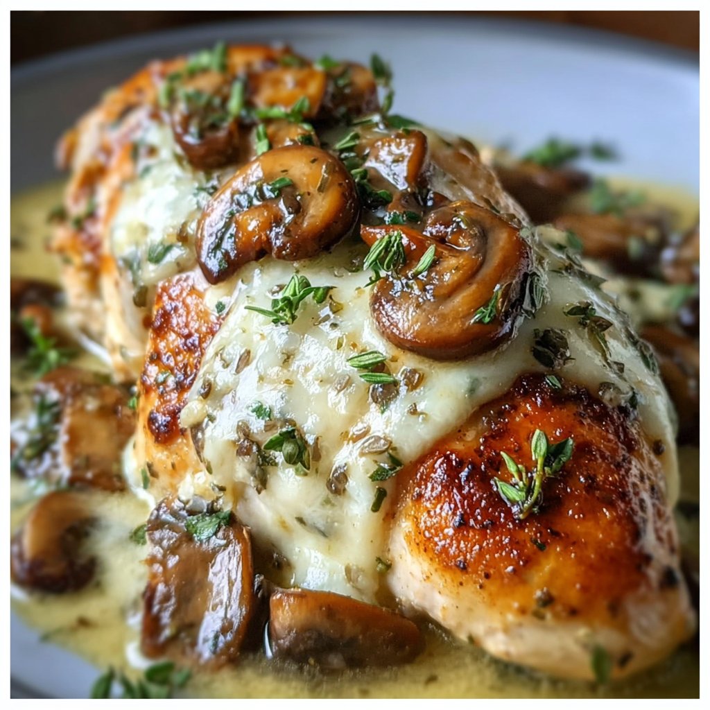 Savory Mushroom Cheese Stuffed Chicken