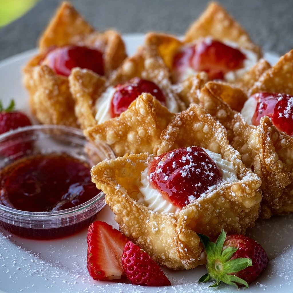 Deep-Fried Strawberry Cheesecake Wonton Bites