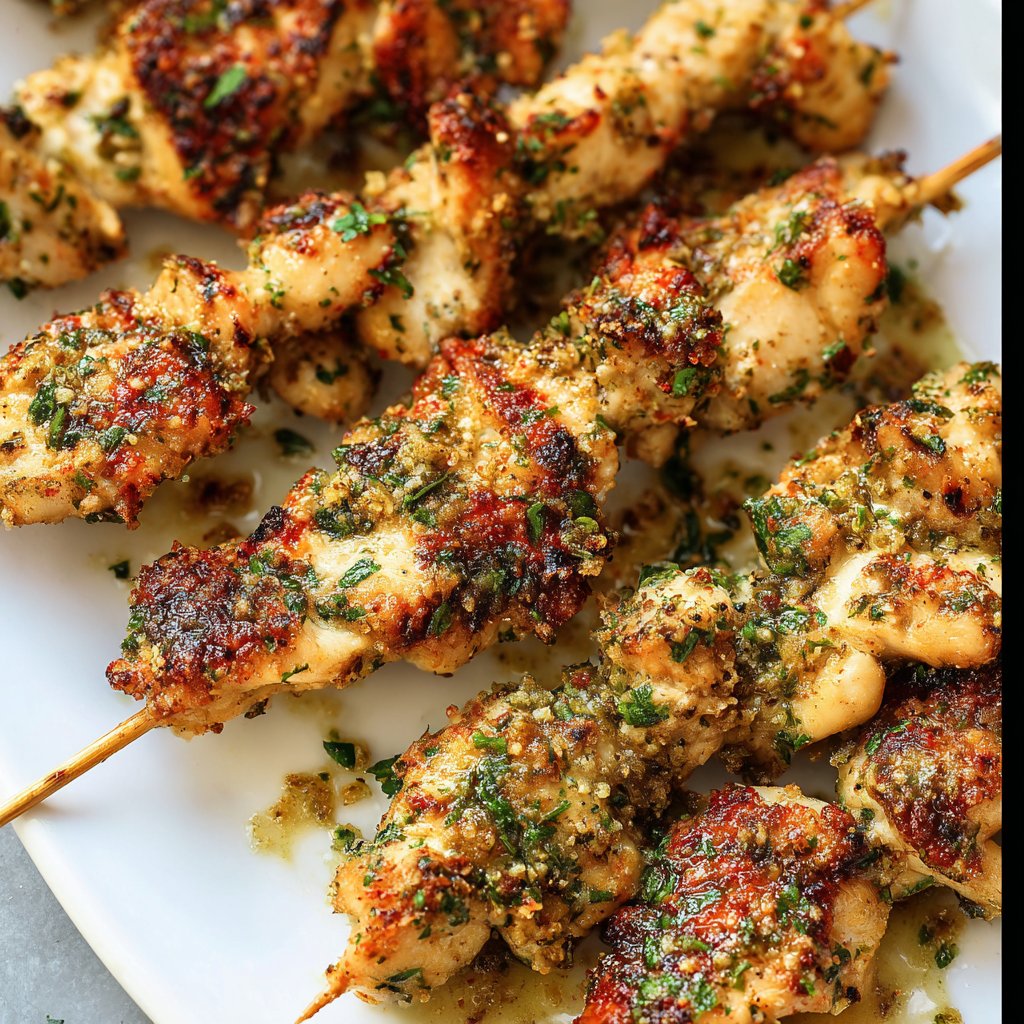 Air Fryer Garlic-Parmesan Chicken Skewers
