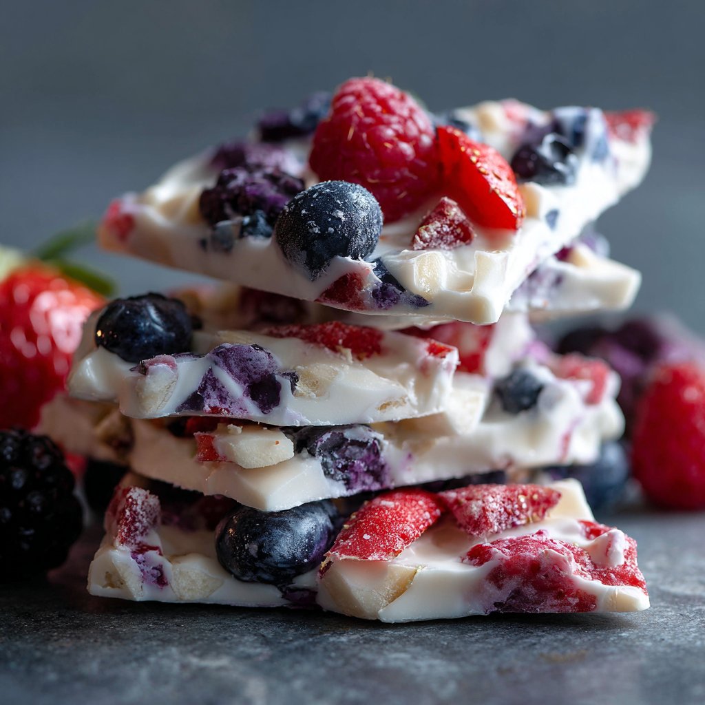 Frozen Yogurt Bark with Mixed Berries